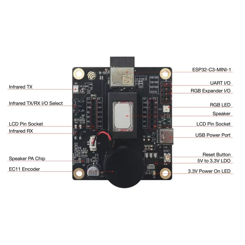 Esp32 Development Board - ESP32-C3-LCDkit Entwicklungsboard 1,28-Zoll SPI LCD-Bildschirm Audio-Wiedergabe